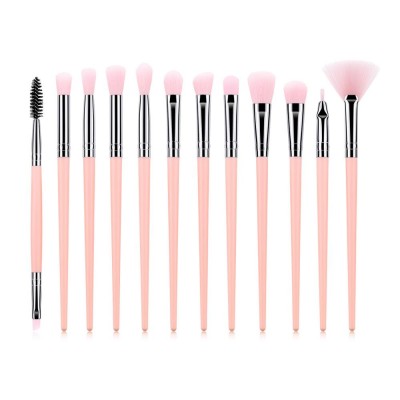 12pcs Eyeshadow Mascara Fan Cheap Fascinator Custom Branded Makeup Pink Hair Eye Brush Set